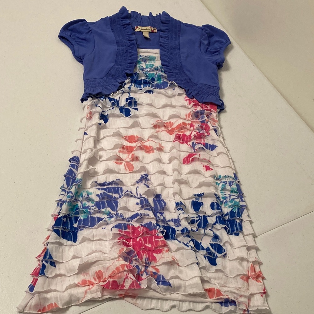 Floral Blue and White Kids Dress